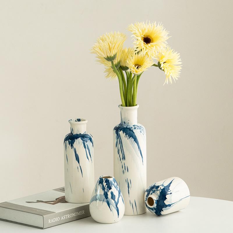 Ceramic Vase Irregular Ink Graffiti Flower Arrangement Accessories Flower Vase Tabletop Handicraft Ornaments Home Decoration