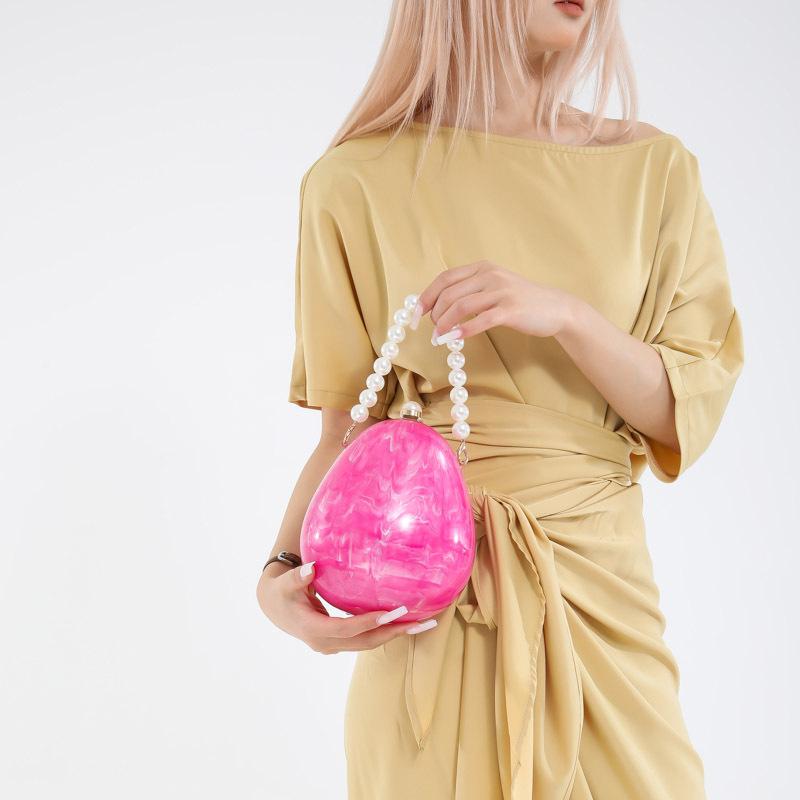 Bag Bag Women's Bag 2025 New European and American Fashion Personality Acrylic Goose Egg Bag Beaded Handbox Bag Tide