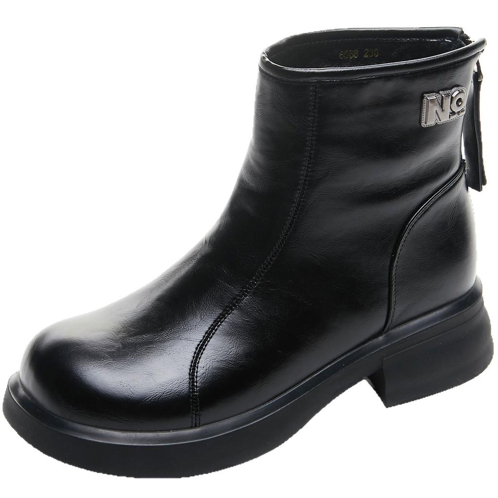 Autumn and winter velvet warm Martin boots women's rear zipper small short boots women's thick-soled casual thin boots women