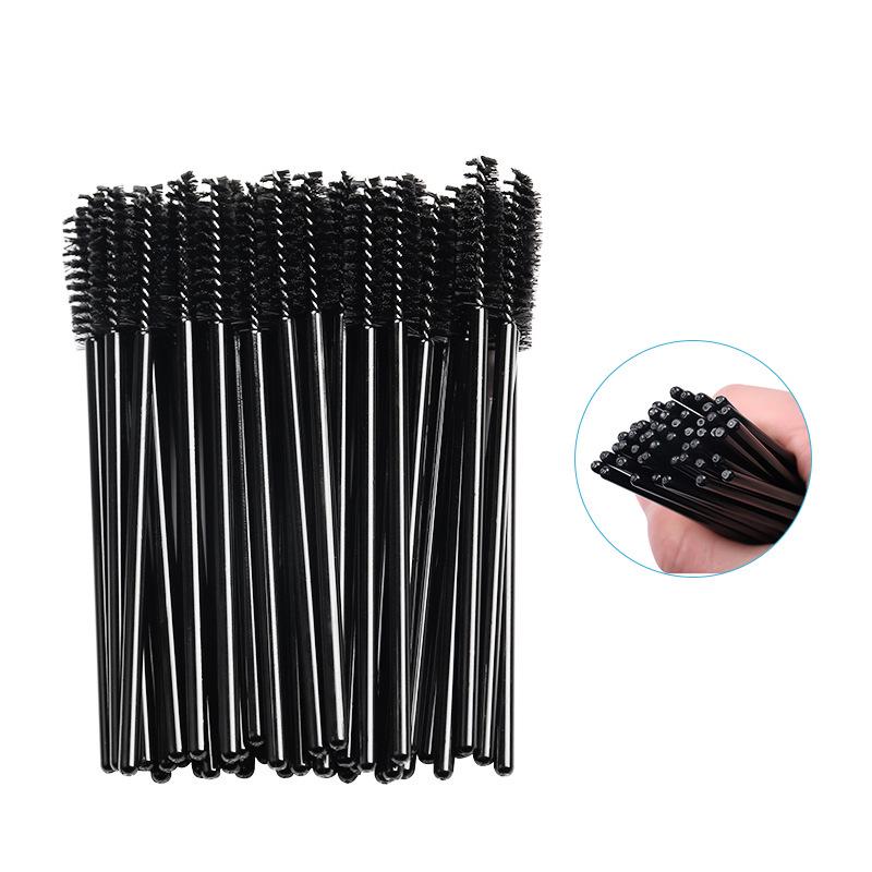 50-Pack Disposable Mascara Brushes with Nylon Bristles and Hollow Rod for Eyelash Makeup