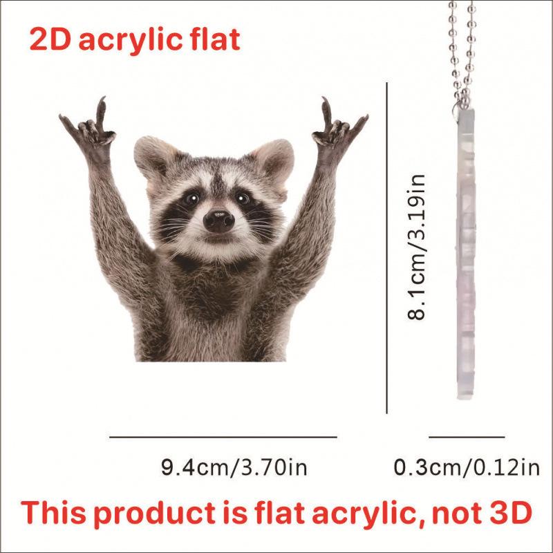 Acrylic Raccoon Rearview Mirror Hanging Ornament