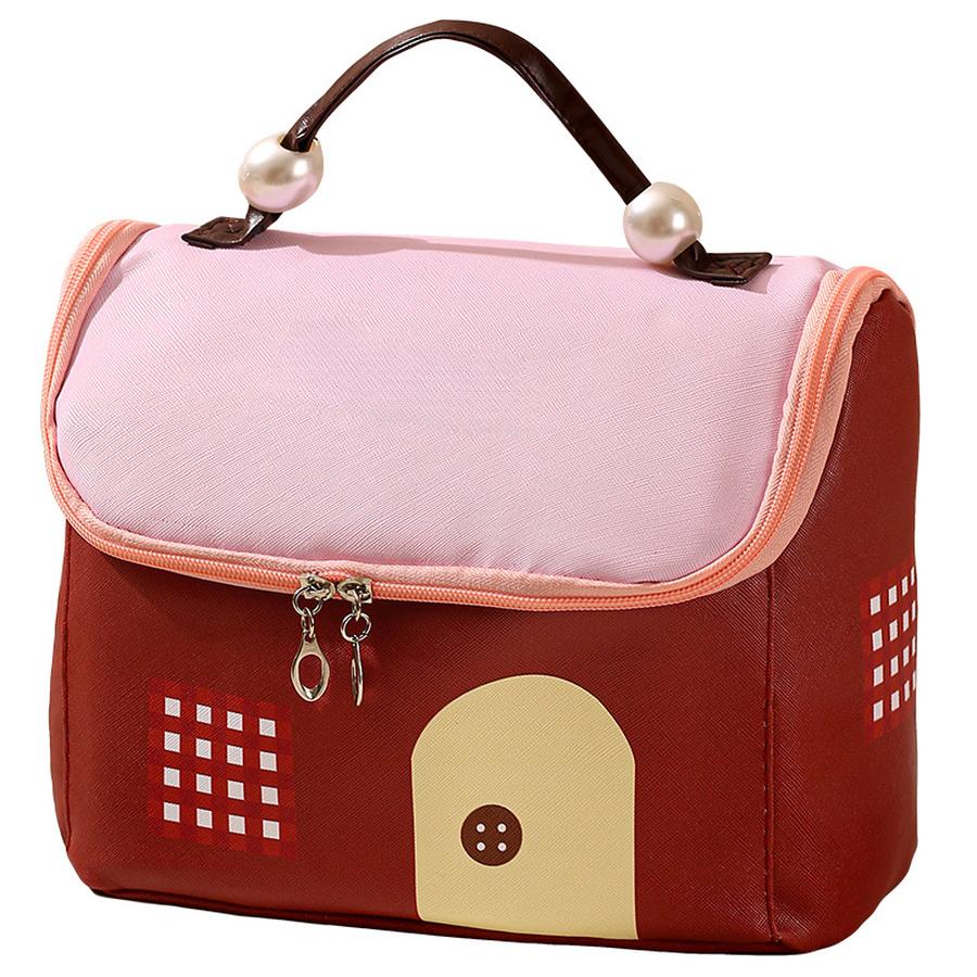 Cute House Cosmetic Bag Organizer for Women, Multi-Function Portable Travel Wash Bag, Large Capacity Storage Bag