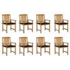 Maison Exclusive - Garden Chairs with Cushions, Set of 8, Solid Acacia Wood
