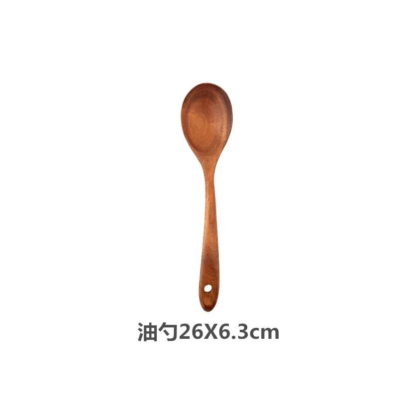 Natural Teak Cooking Spoon Non-Stick Cookware for Kitchen Wooden Handle Soup Spoon Spatula Rice Spoon Shovel Kitchen Sets