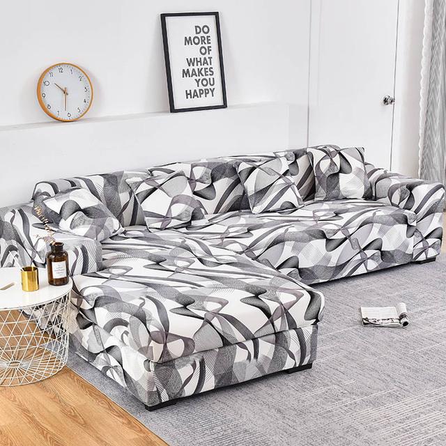 L -Shaped Sofa Geometric Couch Cover Elastic Sofa Cover For Living Room Pets Chaise Longue