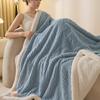 Thickened Warm Coral Fleece Blanket Soft Cozy Striped Pattern Throw Blankets for Sofa Bed Autumn Winter Plush Duvets Blankets