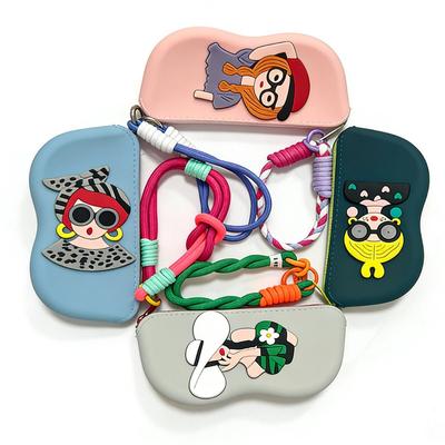 Waterproof Silicone Cartoon Sunglasses Case with Woven Rope