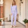 Women's Casual Printed Pajama Set with Round Neck and Loose Fit for Sleep and Lounging