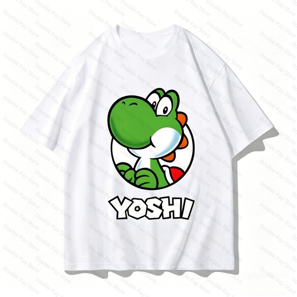 

Summer Mario Print Cotton Oneck Short Sleeved Tshirt Anime Unisexs Shirts Women tshirts Loose Versatile Cosplay Fashion Tops S