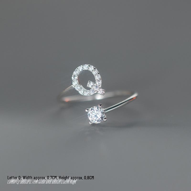 Women's Alphabet Rings: Unique Japanese and Korean Style, Plain Band, Open Design for Index Finger.