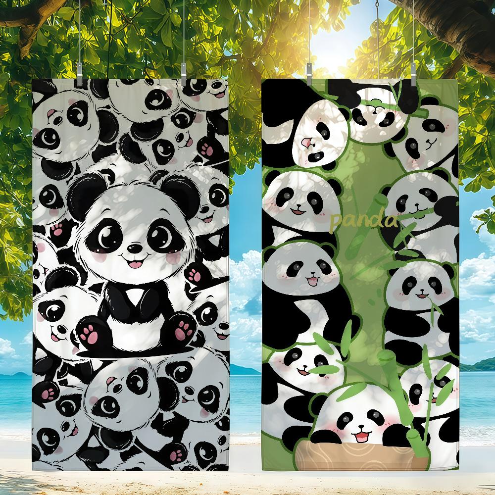 Süßes Panda-Cartoon-Handtuch Schnell trocknende Strandhandtücher Sind Geeignet Für Schwimmbäder Camping Yoga Und Das Fitnessstudio