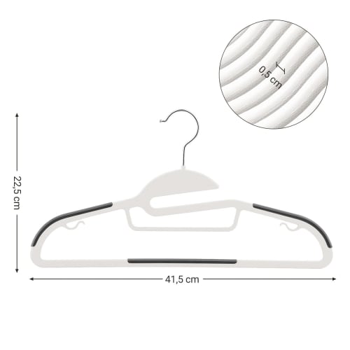 SONGMICS 50-Piece Set of T-Shirt Hangers, Non-Slip, Ideal for Laundry Storage, Collar Protection, 360 Rotation, Space-Saving, Slim Plastic, Neck Stre