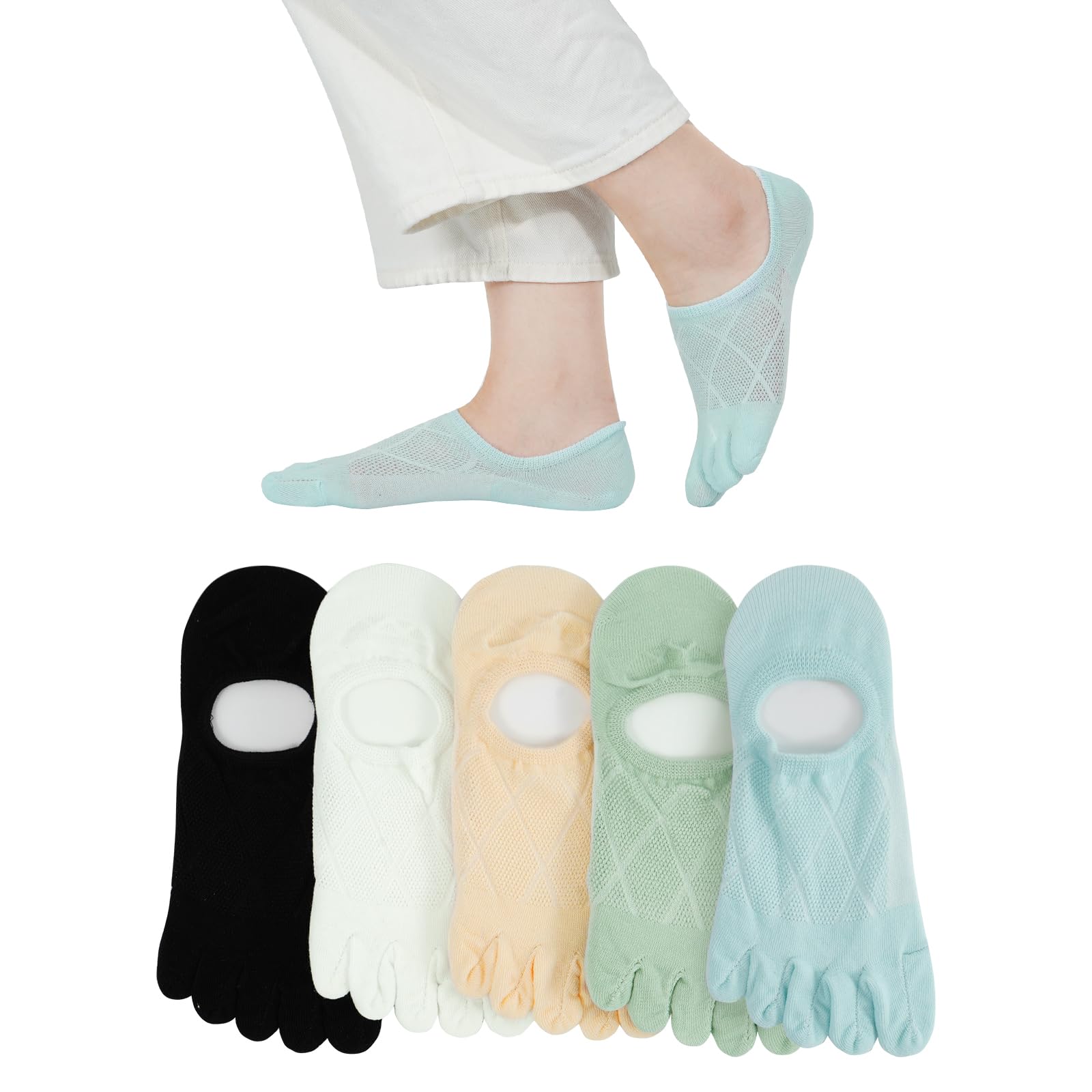 

Yazon Летние носки-следки с пятью пальцами для женщин, Носки, Сетка, Фиксация, Чехол, Стильные, Прохладные, 22-25см