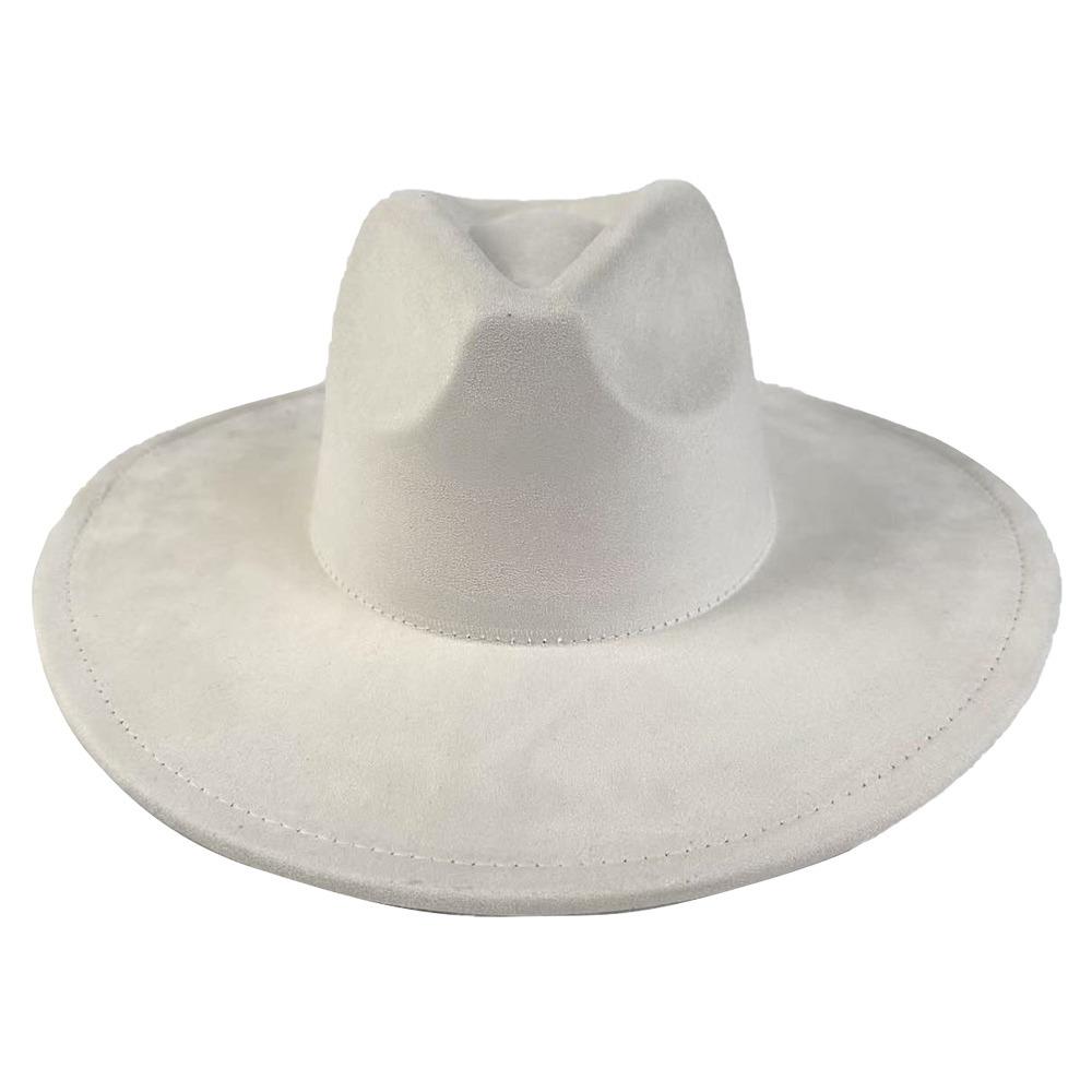 Artificial Suede Western Cowboy Hat Mujer Style Felt Jazz Hats New Roll Brim Cowgirl Cap Men Women