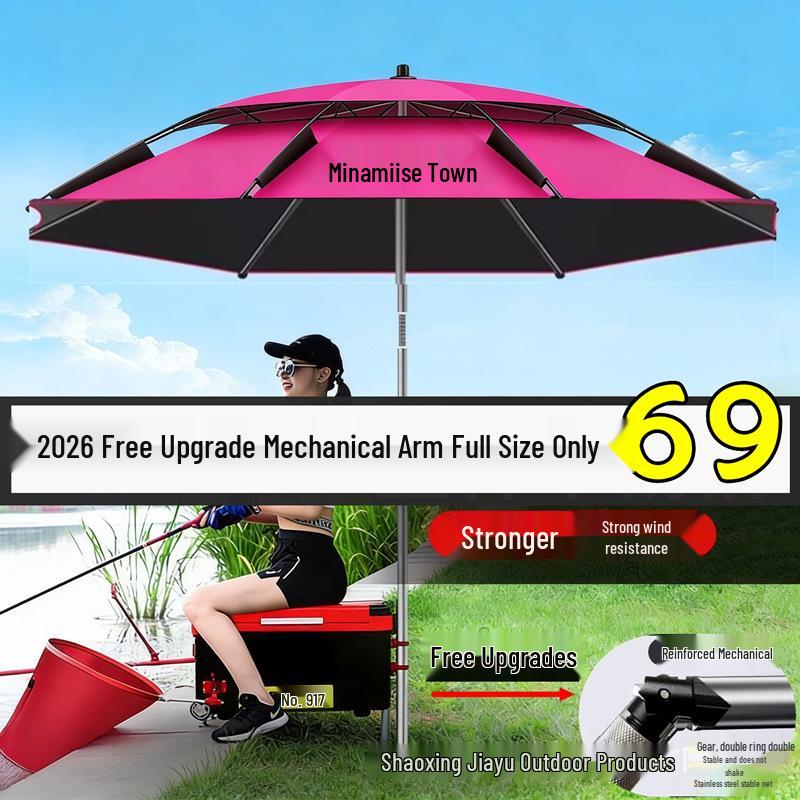 Adjustable Sunshade Umbrella for Fishing, Camping, and Outdoor Use with Black Glue Sun Protection