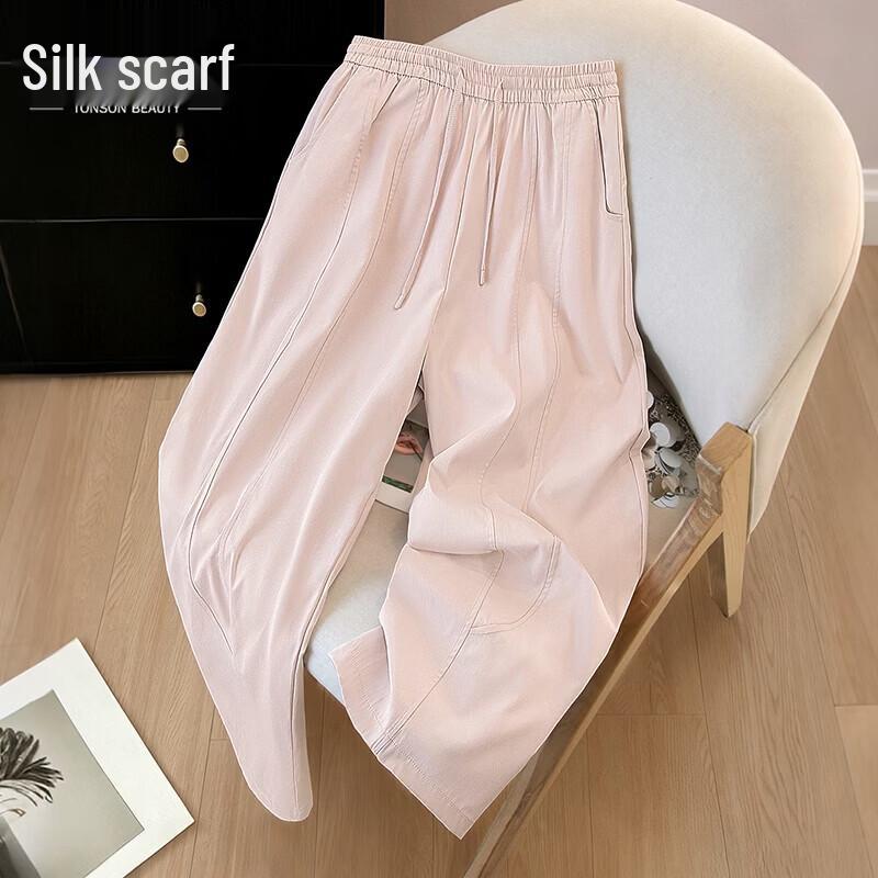 Women s Elastic Waist Loose Wide-Leg Casual Pants M