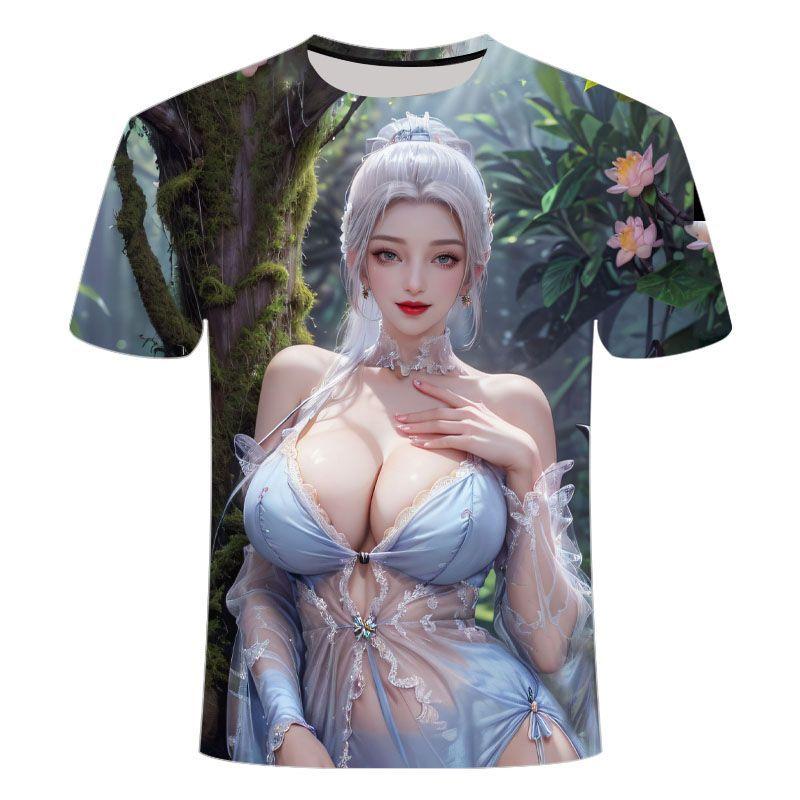 Summer Anime 3D Short Sleeved Round Neck Printed Cool and Handsome Youth Fashion Men and Women Casual Fashion Versatile T-shirt