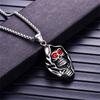 Santa Muerte Skull Pendant Necklace Stainless Steel with Red Zircon Eyes Our Lady of Holy Death Mexican Grim Reaper Punk Jewelry