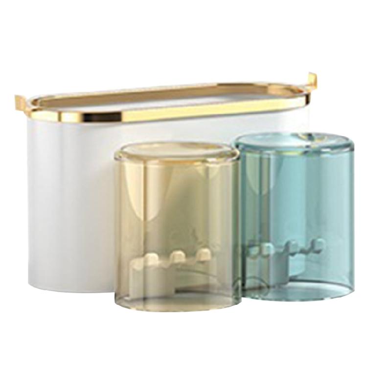 

Practical Waterproof Shelf Plastic Toothbrush Rack with Convenient Toothpaste Dispenser Bathroom Toiletries Storage Box