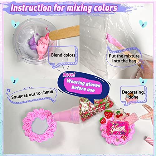 FUNSHOWCASE DIY Phone Case Deco Kit: Whipped Cream, Deco Parts, Deco Cream, Craft Materials, 36-Piece Creamy Whip Starter Set