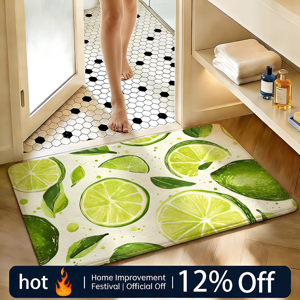Soft Absorbent Non-Slip Rug Pattern lemon pattern Floor Mat Home Decor Doormat Bedroom Floor Mat Shower Carpet