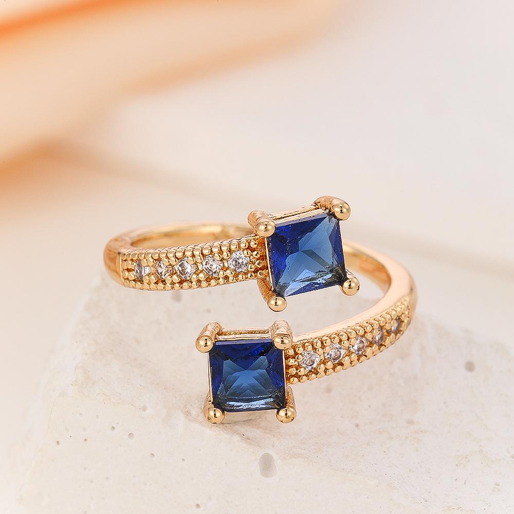 European and American Style Square Ring with Geometric Cross Temperament, Niche Rings for Women