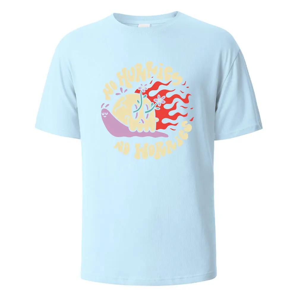 Printed T-shirts For Men No Hurries No Worriew 100% Cotton Summer Breathable Comfortable Tops Short-Sleeved O-neck Men Clothing
