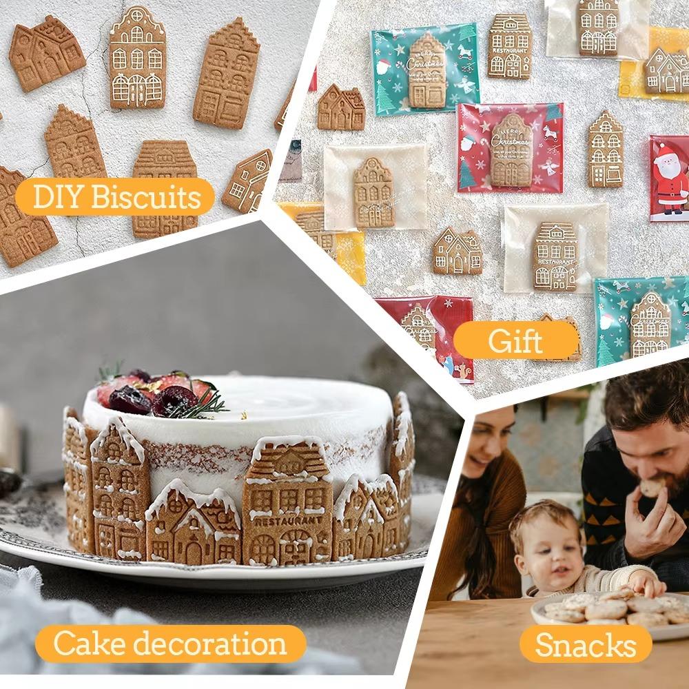 4-teilige 3D-geprägte Keksausstecher Federdruck-Design Fondantformen Backwerkzeug Keksstempel Bäckerei