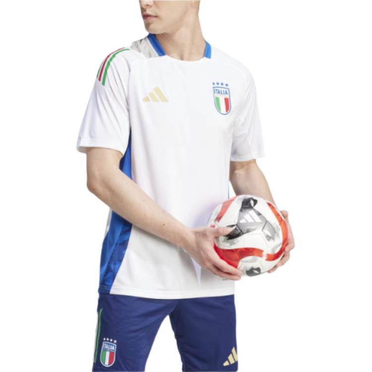 Adidas Aeroready Figc Training 2024 Comfortable Skin-Friendly Fitted Short Sleeve Football Shirt Men Tops White IQ2173