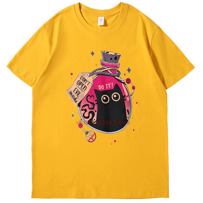 

Bottled Unisexace Evil Black Cat Hallowmas Fashion Graphic T Shirts Cotton Round Neck TShirt Unisex Streetwear Unisexs Print T Shirt 4XL