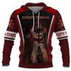 Mens Hooded Sweatshirt With 3D Digital Knight Print Loose Fit Hip Hop Style Fall