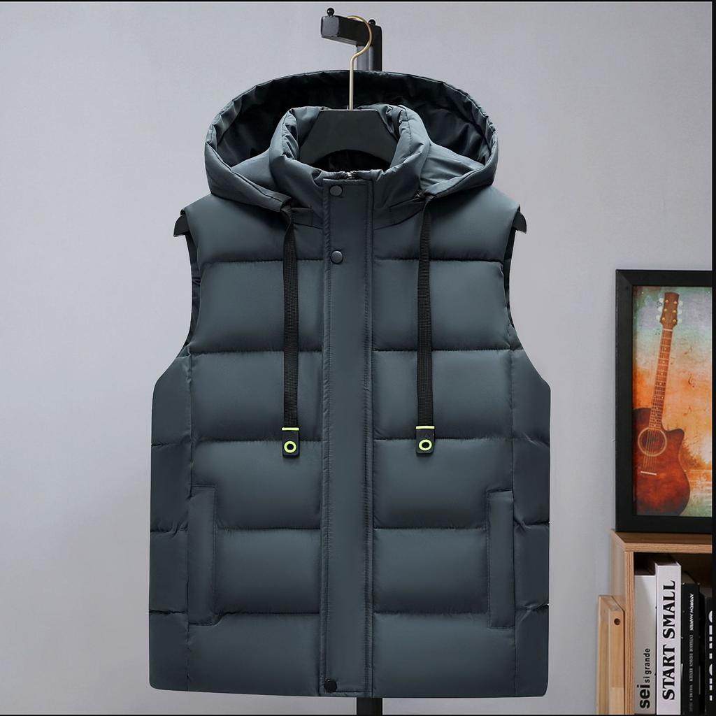 Autumn Winter New Men Down Hooded Vests Men Lightweight Windproof Casual Outdoor Waistcoats Ultra Light Male Padded Waistcoats