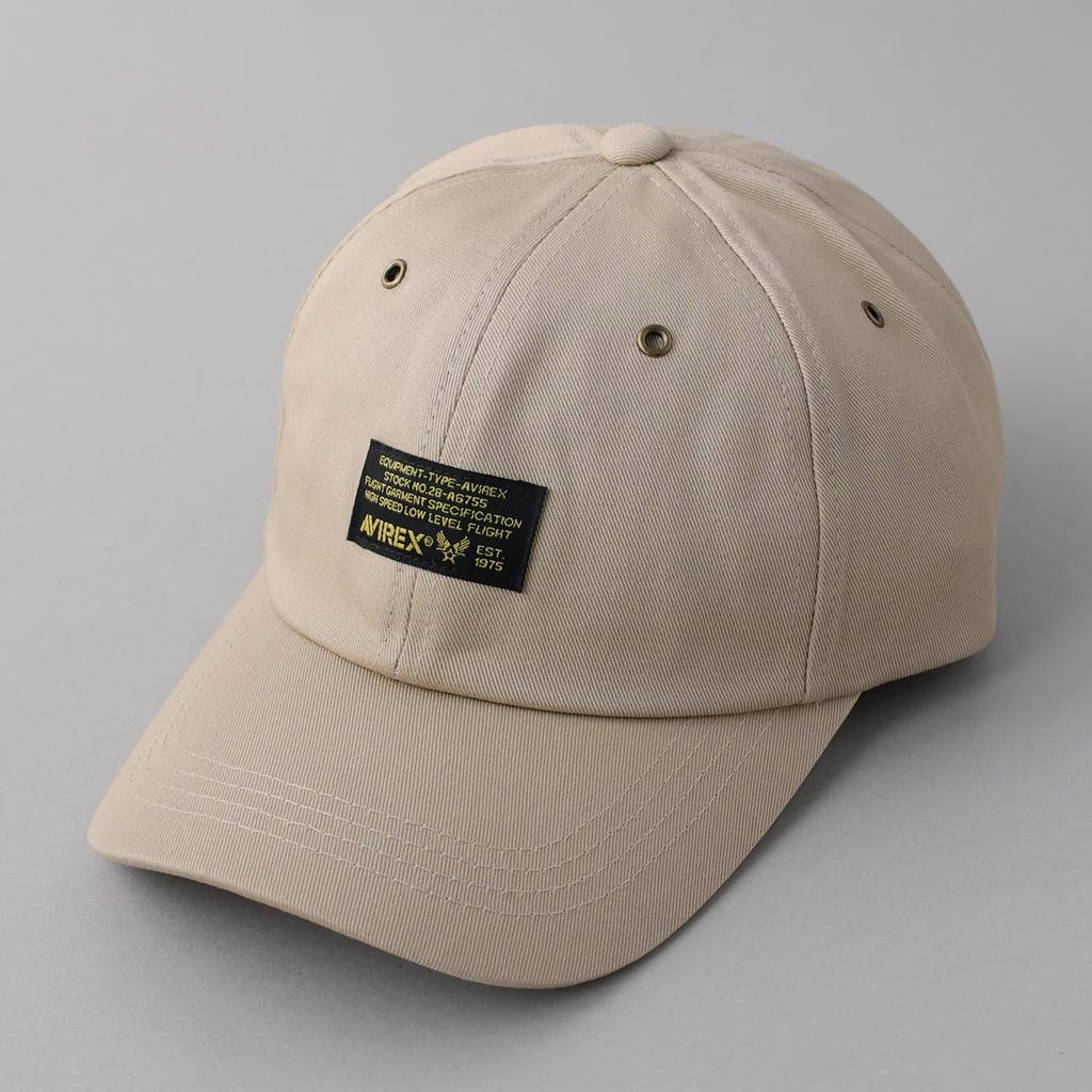 AVIREX Cap Military Tag 6 Panel Baseball Cap Low Cap Men Beige Free Size