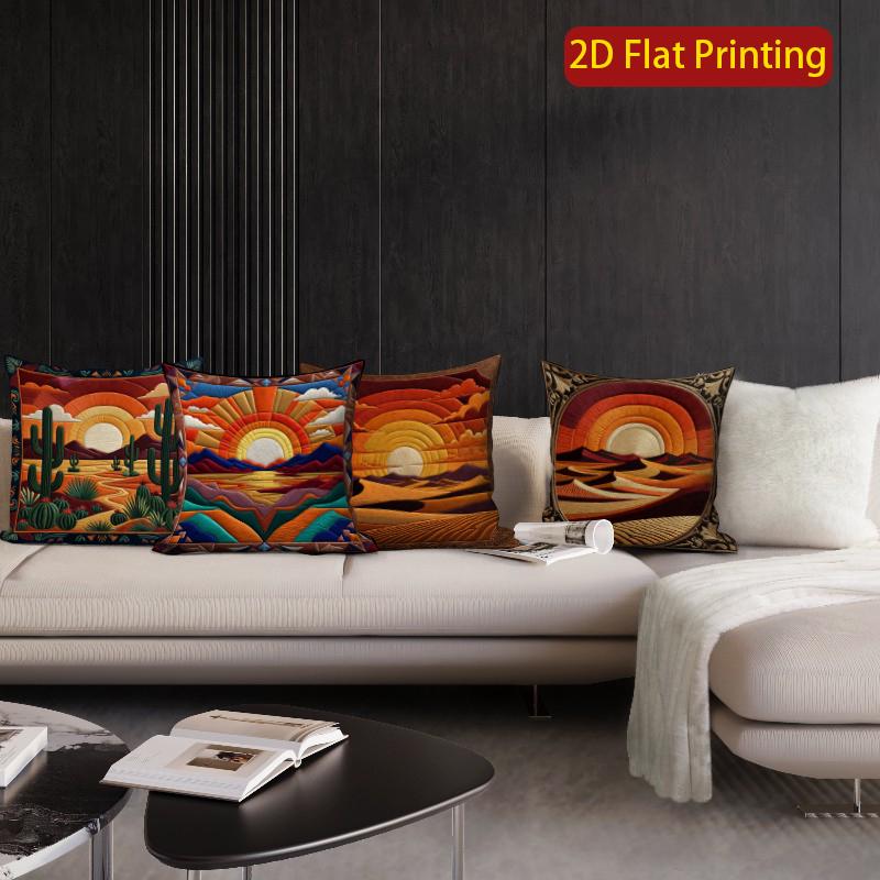 2D Desert Sunset Boho Throw Pillow Covers** Pattern Cushion Cover Suitable For Sofa Bedroom Car Pillow Cover