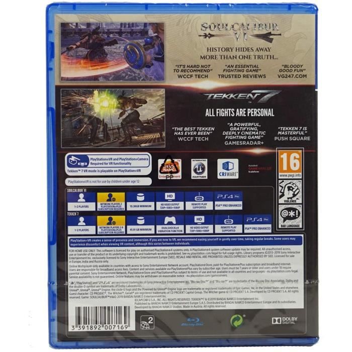Tekken 7 &amp; soul calibur vi (double paquet) (ps4)