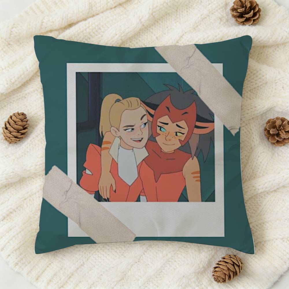 CCatradora Shera Vintage Anime Doublesided Printed Square Decorative Cushion Cover for Sofa Living Room Home Decor
