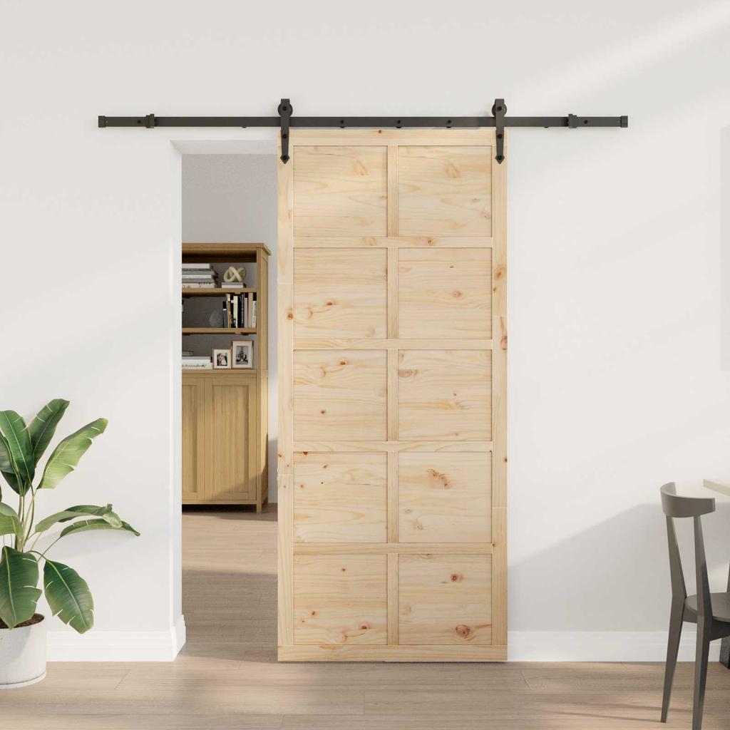 Sliding Door Natural 80 x 208 cm Solid Pine Wood