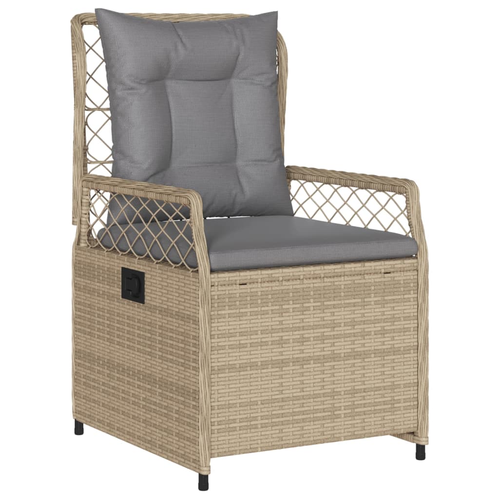 Garden Chair Set 2 Pieces Adjustable Beige Poly Rattan