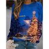 Comfortable Fashionable Women's Creative Christmas Colorful 3d Printing T-shirt Soft Breathable Round Neck Long Sleeved T-shirt