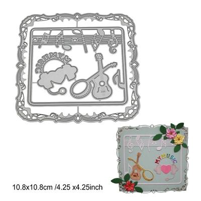 Matrices de découpe Cadre Guitare Note de Musique Pochoir Métal DIY Scrapbooking Album Papier Carte Gaufrage Artisanat Art Dentelle Rotin