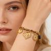 18K Gold-Plated Stainless Steel & Suede Leather Double-Layer Bracelet with Heart and Sun Crystal Pendant Charm