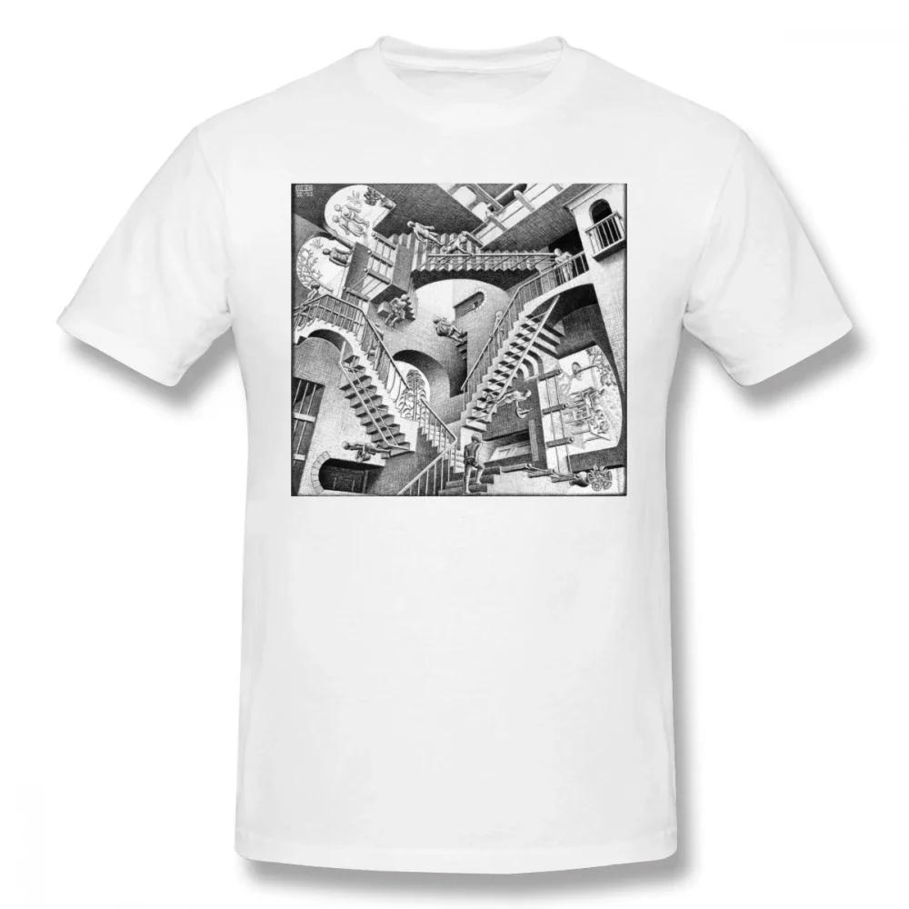 Escher T Shirt MC Escher TShirt Cotton Fun Tee Shirt Unisexs Short Sleeves Printed Plus size Streetwear Tshirt S
