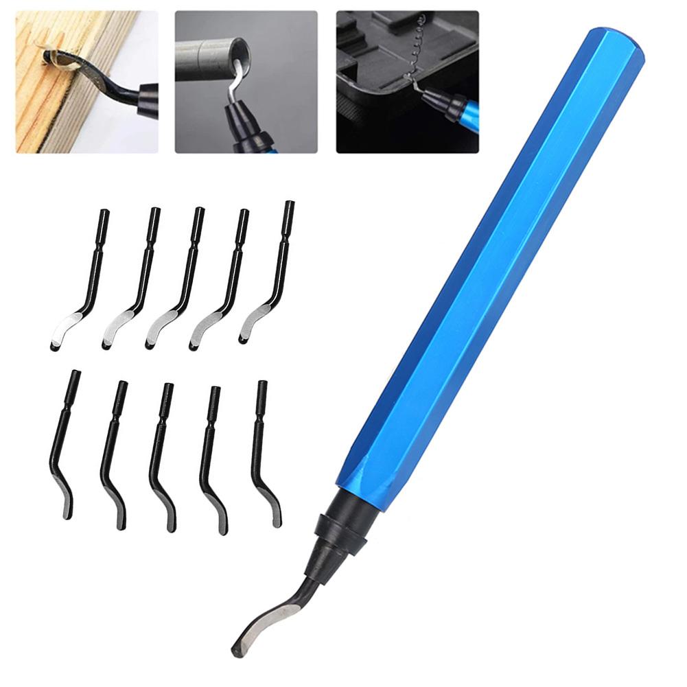 Newest Deburring Tools Deburr Blade Deburr Blades Deburring Remover Hand Tools Handle High Speed Steel RB1000 With 10pcs Rotary