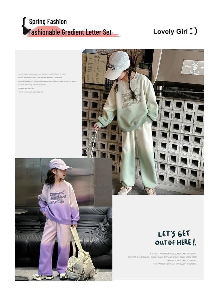 2025 New Autumn Street Style Sports Sweater Suit for Big Girls