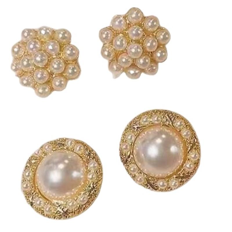 2026 Hot Sale 6pairs Temperament Imitation Pearl Round Square Earrings Women Daily Wear Holiday Accessories Gifts