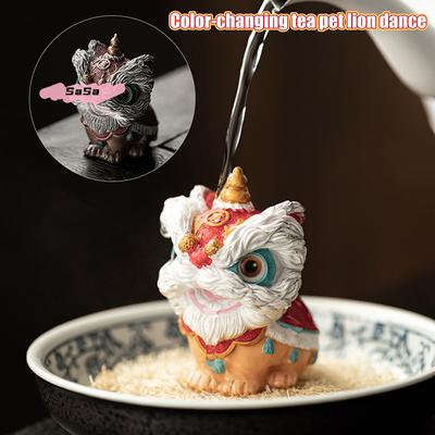 1 Pièce Lion Dansant Changeant de Couleur Animal de Compagnie pour Thé Décoration de Maison Auspicieuse Poupée Porte-Bonheur Nouveau Style Chinois Sculpture de Table