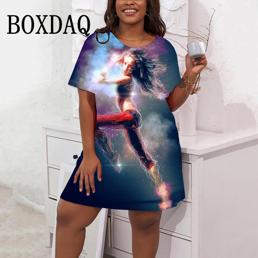 2025 New Fashion Personalized 3D Printed Round Neck Short-sleeved Dress