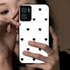 Black Heart Pattern Phone Case for Realme Narzo 50 5G OPPO A77 Acrylic Back TPU Bumper Shockproof Protective Cover, Minimalist Korean Style