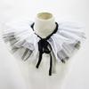 Vintage Ruffle Fake Collar Victorian Black White Tulle Shawl Necklace for Women