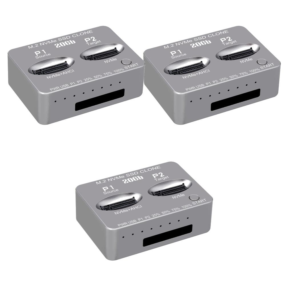 Dual-Bay NVME Docking Station Gen2X 20Gbps M.2 NVME SSD Clone USB3.2 Type C External Hard Disk Box M/B M Key M.2 M.3 NVME PCI-E